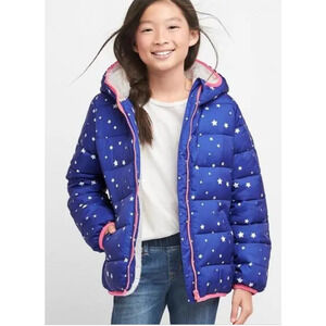Gap Kids All Over Star Print Navy Blue Warm Winter Puffer Coat Girls Size XL
